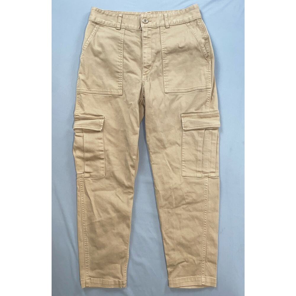 TNA Aritzia Thick Stretch Denim Cargo Pants, Jeans/ Beige, Wome's Size 10. GUC!